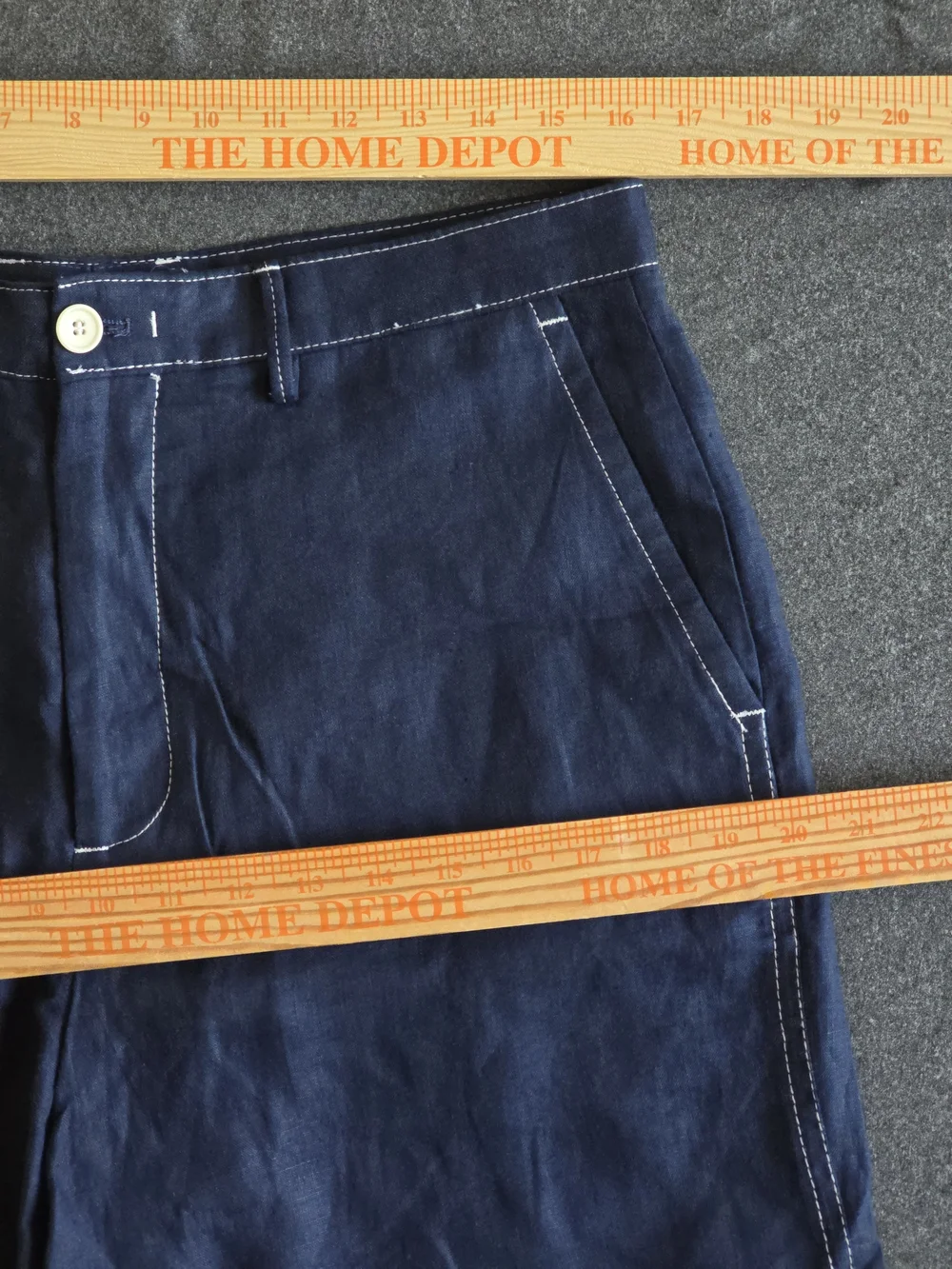Zara Contrast Stitch 100% Linen Pants Men's Size 32 Navy